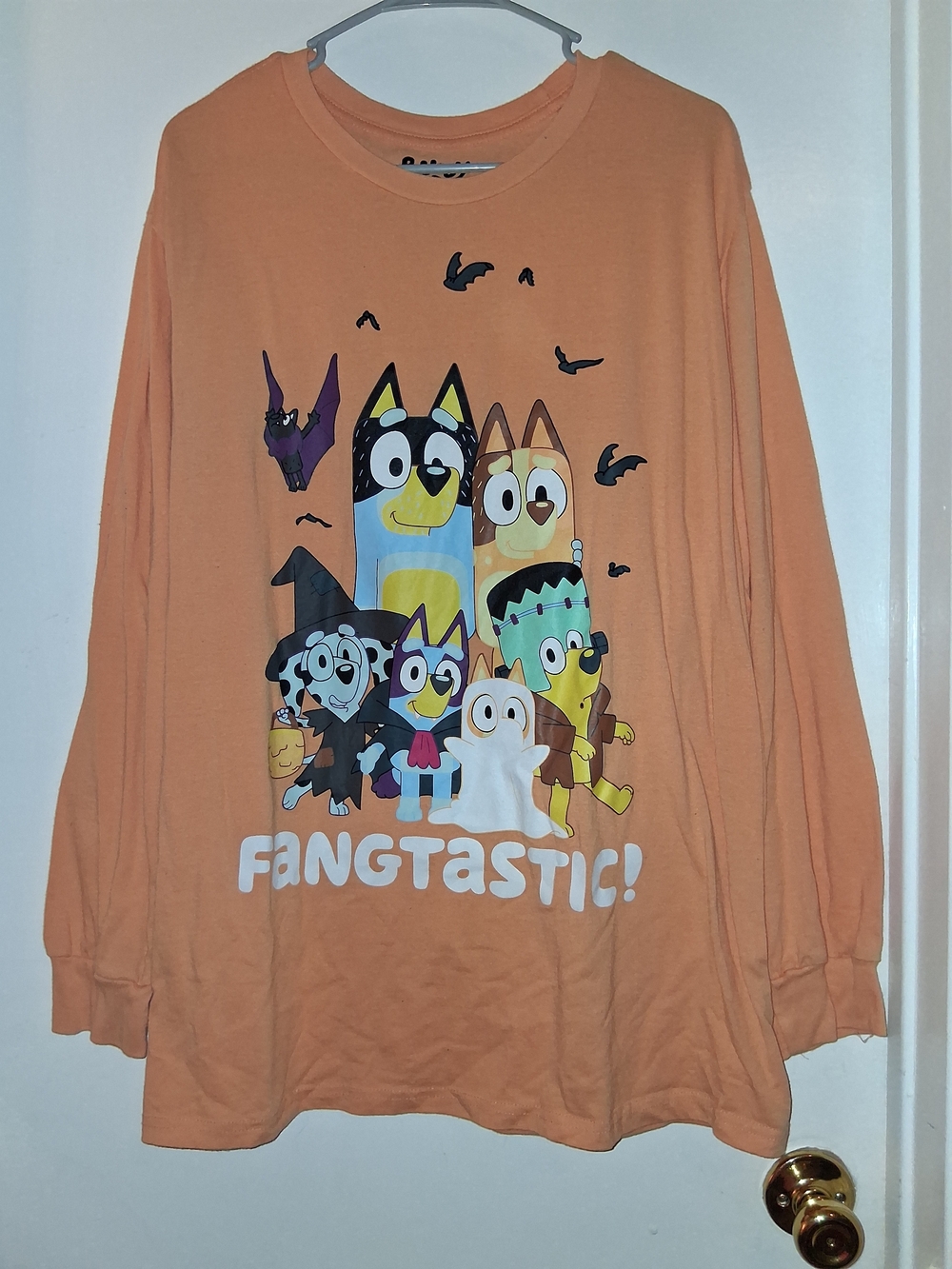 Girls' Orange 'Fangtastic!' Long Sleeve Graphic Tee